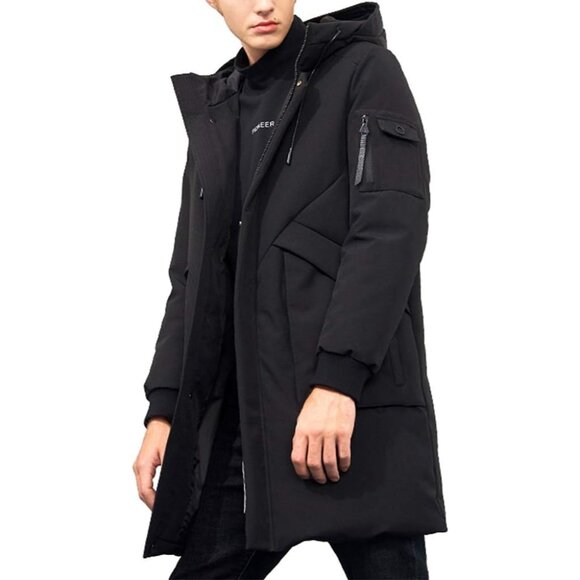 Men's Winter Coats Water-Repellent Windproof Thicken Parkas Long Hooded Padded P